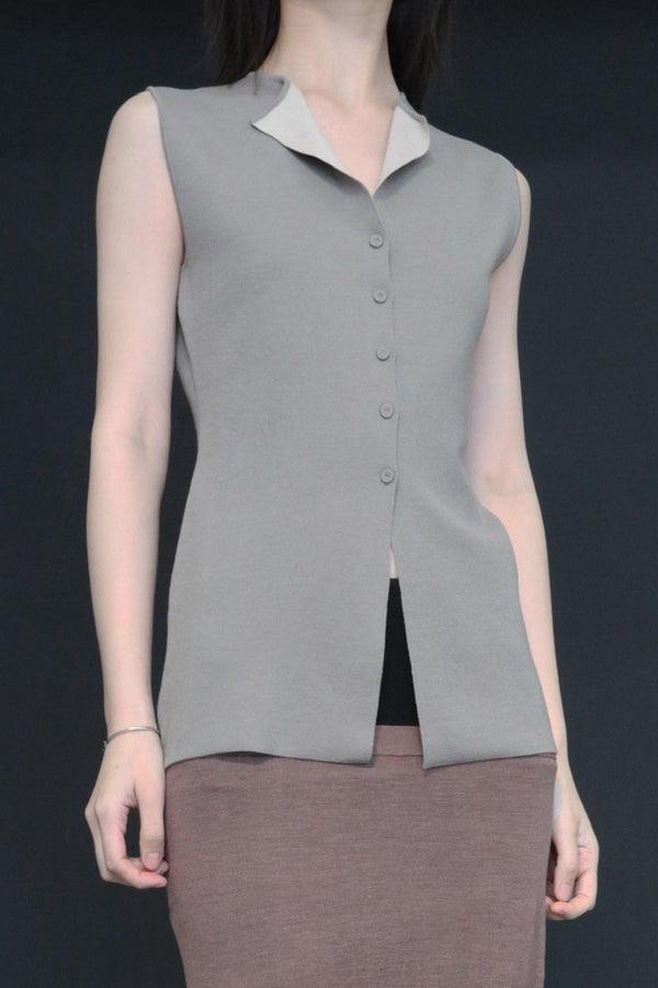SWAYING/KNIT double-sided slim cardigan vest SW24SS1T48 marl